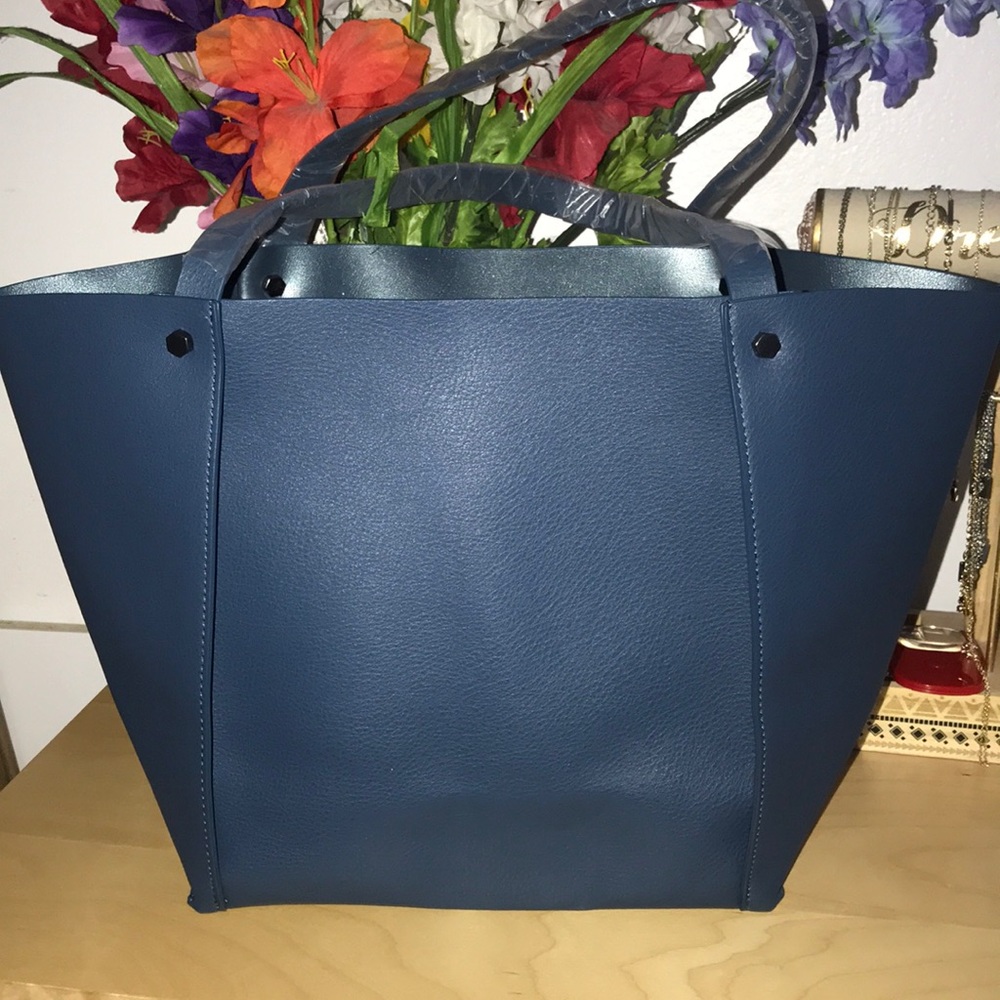 Neiman Marcus Vegan Leather Teal Tote